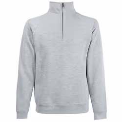 Fruit Of The Loom Mens Zip Neck Sweatshirt Top - 2XL, Heather Grey