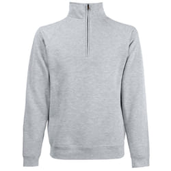 Fruit Of The Loom Mens Zip Neck Sweatshirt Top - 2XL, Heather Grey