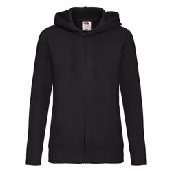 Fruit Of The Loom Ladies Lady-Fit Hooded Sweatshirt Jacket - M, Black