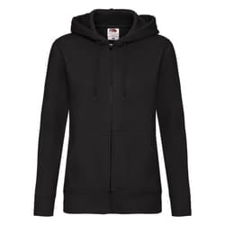 Fruit Of The Loom Ladies Lady-Fit Hooded Sweatshirt Jacket - 2XL, Black