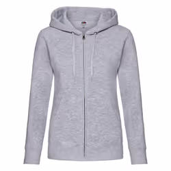 Fruit Of The Loom Ladies Lady-Fit Hooded Sweatshirt Jacket - L, Heather Grey
