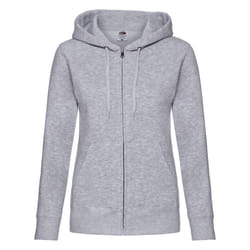 Fruit Of The Loom Ladies Lady-Fit Hooded Sweatshirt Jacket - L, Heather Grey