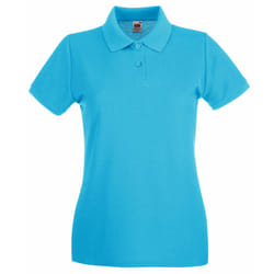 Fruit Of The Loom Ladies Lady-Fit Premium Short Sleeve Polo Shirt - M, Azure Blue