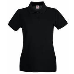 Fruit Of The Loom Ladies Lady-Fit Premium Short Sleeve Polo Shirt - XL, Black