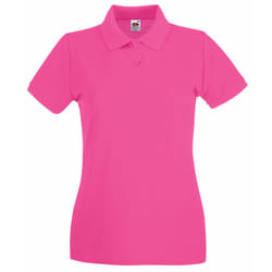 Fruit Of The Loom Ladies Lady-Fit Premium Short Sleeve Polo Shirt - L, Fuchsia