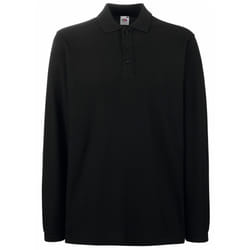 Fruit Of The Loom Mens Premium Long Sleeve Polo Shirt - L, Black