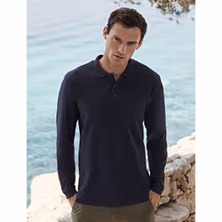 Fruit Of The Loom Mens Premium Long Sleeve Polo Shirt - S, Deep Navy