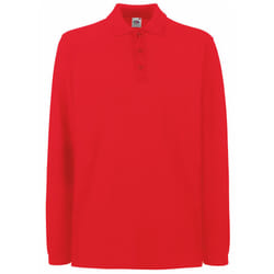 Fruit Of The Loom Mens Premium Long Sleeve Polo Shirt - S, Red
