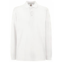 Fruit Of The Loom Mens Premium Long Sleeve Polo Shirt - XL, White