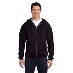 Russell Mens Authentic Full Zip Hooded Sweatshirt / Hoodie - XL, Black