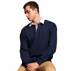 Front Row Mens Long Sleeve Sports Rugby Shirt - S, Navy