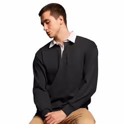 Front Row Mens Long Sleeve Sports Rugby Shirt - L, Black