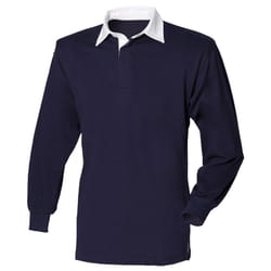 Front Row Kids Unisex Long Sleeve Plain Rugby Sports Polo Shirt - S, Navy