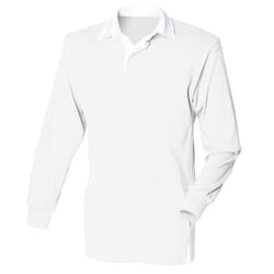 Front Row Long Sleeve Classic Rugby Polo Shirt - S, White/White