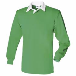 Front Row Long Sleeve Classic Rugby Polo Shirt - S, Bright Green/White