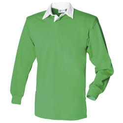 Front Row Long Sleeve Classic Rugby Polo Shirt - S, Bright Green/White