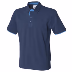Front Row Mens Contrast Pique Polo Shirt - XL, Navy/Marine