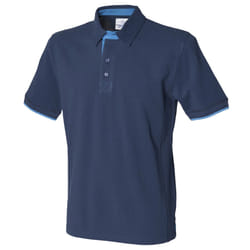Front Row Mens Contrast Pique Polo Shirt - XL, Navy/Marine