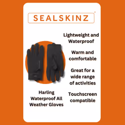 Sealskinz - Mens & Ladies Waterproof All Weather Gloves - M, Black