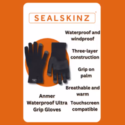 Sealskinz - Mens Waterproof All Weather Ultra Grip Knitted Gloves - M, Black