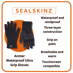 Sealskinz - Mens Waterproof All Weather Ultra Grip Knitted Gloves - M, Neon Yellow