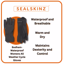 Sealskinz - Ladies Waterproof Womens All Weather Cycle Gloves - M, Black