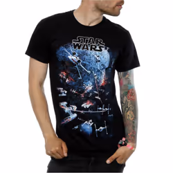 Star Wars Mens Universe Battle T-Shirt - XXL, Black