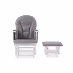 Obaby Reclining Glider Chair & Stool-White, Grey, 2 Count (Pack of 1)