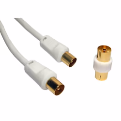 The TV cable is constructed of coax cable with male to male connectors. supplied with a female to female coupler. all contact ...