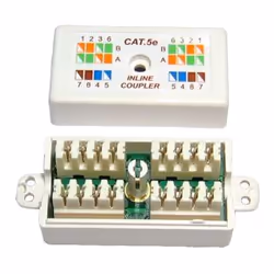 CAT 5E Punchdown Krone coupler in white for connecting Cat5e cables. suitable for solid Cat5 and colour coded for easy instal ...