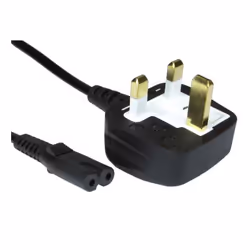 UK - C7 Mains Lead 1.8 mtr Moulded 3A fuse (2.5A C7 connector) Approved by A.S.T.A N1 ...