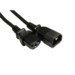 Cables Direct IEC Extension Cable C13 / C14 0.5m Black C14 coupler C13