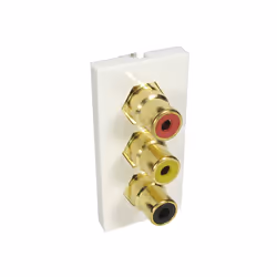 The AV-MOD3RCA module is a 50mm x 25mm clip in Module. the RCA Connectors are couplers allowing you to connect standard male ...