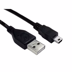 The USB 2.0 Type A to Mini B pin connects devices to a PC via the Mini B USB port. This cable can also be used to charge devi ...