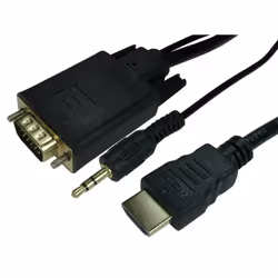 Cables Direct 77HDMI-VGCBL033, 1 m, HDMI, VGA (D-Sub) + 3.5mm, Male, Male, Gold