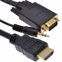 kenable 009246, 1.8 m, HDMI Type A (Standard), VGA (D-Sub) + 3.5mm, Male, Male, Gold
