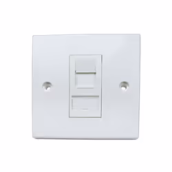 A single faceplate pre-assembled with Cat6a pass-through shielded clip in euro modules (50 x 25mm).The Cat6a modules are tool ...