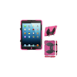 TECHGEAR G-SHOCK Case for iPad Mini 3, Mini 2, Mini 1 - Tough Rugged Heavy Duty  Survival Case with Detachable Stand - Kids Work School Builder - PINK
