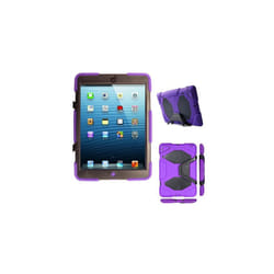 TECHGEAR G-SHOCK Case for iPad Mini 3, Mini 2, Mini 1 - Tough Rugged Heavy Duty  Survival Case with Detachable Stand - Kids Work School Build - PURPLE