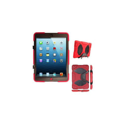 TECHGEAR G-SHOCK Case for iPad Mini 3, Mini 2, Mini 1 - Tough Rugged Heavy Duty  Survival Case with Detachable Stand - Kids Work School Builders - RED