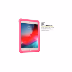 Bumper Case fits Apple iPad Mini 5 2019, iPad Mini 4, Rugged Light Weight Shockproof Soft Silicone Protective Easy Grip Case + Screen Protector - PINK