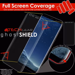 TECHGEAR Screen Protector to fit Samsung Galaxy S8 Plus [ghostSHIELD Edition] TPU Screen Protector with Full Screen Coverage inc Curved Screen