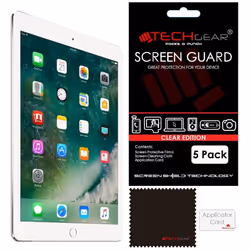 [Pack of 5] TECHGEAR Screen Protectors for iPad 9.7" ( 2018 / 2017 ) - Clear Screen Protector  with Cloth & Applicator Card