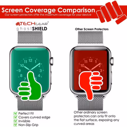 TECHGEAR [4 Pack] Screen Protectors to fit Apple Watch 38mm [ghostSHIELD Edition] Genuine Reinforced Flexible TPU Screen Protector Guard Covers with