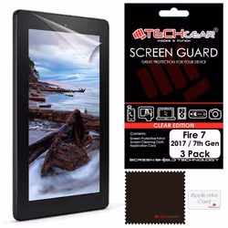[3pcs] TECHGEARÂ®  Fire 7" /Fire Kids 7" (7th Gen/2017 Release) Screen Protectors