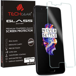 TECHGEAR Screen Protector fits OnePlus 5 - GLASS Edition Genuine Tempered Glass Screen Protector Compatible with OnePlus 5 [1+ 5]