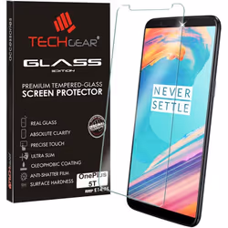 TECHGEAR Screen Protector fits OnePlus 5T - GLASS Edition Genuine Tempered Glass Screen Protector Compatible with OnePlus 5T  ...