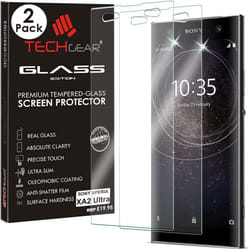 [2 Pack] TECHGEAR GLASS Edition for Xperia XA2 Ultra - Genuine Tempered Glass Screen Protector s Compatible with Sony Xperia XA2 Ultra