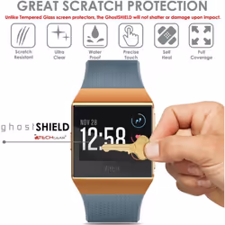 [2 Pack] TECHGEAR Screen Protectors to fit Fitbit Ionic [ghostSHIELD Edition] Reinforced Flexible TPU Screen Protector with Full Screen Coverage
