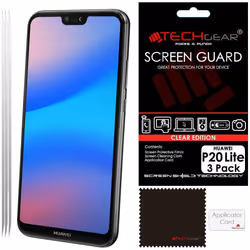 [3 Pack] TECHGEAR Screen Protectors for Huawei P20 Lite - Clear Lcd Screen Protector Compatible with Huawei P20 Lite